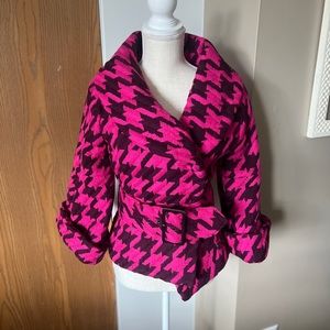 Fabulous and Vibrant Houndstooth Belted Jacket